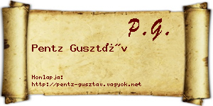 Pentz Gusztáv névjegykártya